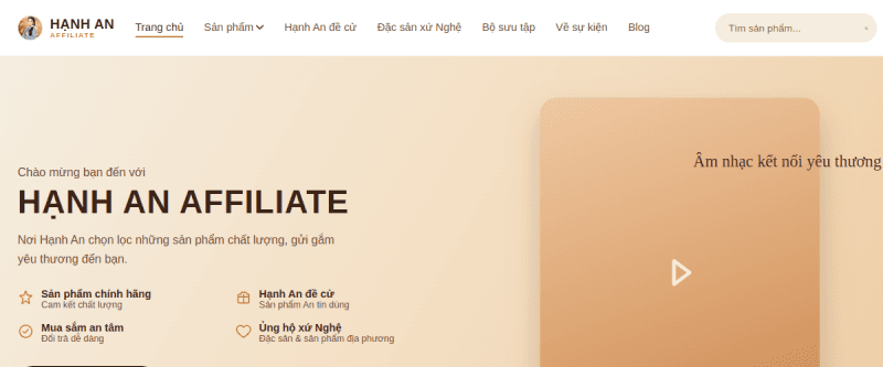 Hạnh An Affiliate screenshot